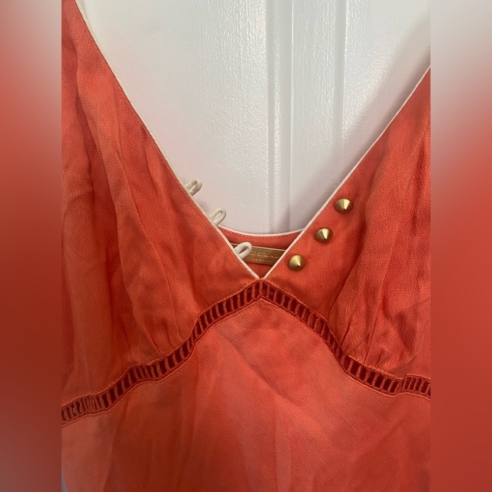 Richard S Radcliffe Clerkenwell Contrast Midi Dress Peach 4 Flowy Romantic - Picture 3 of 9
